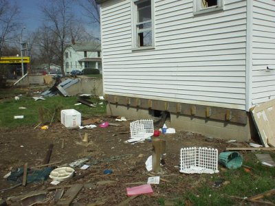 The back of 2643 Dacey, there used to be a deck here that was sold during the salvage process.