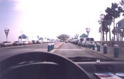 Driving down the pier.