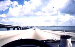 Crusing over one of numerous bridges.